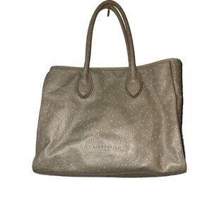 Liebeskind Womens Tote Shoulder Bag Berlin Cream Ostrich Embossed Leather Snap